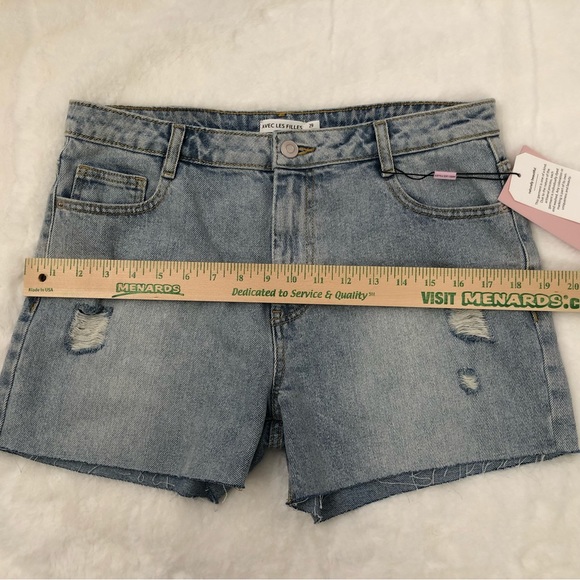 AVEC LES FILLES JEAN SHORTS SIZE 29 HIGH WAIST RAW HEM DISTRESSED NWT - Picture 11 of 14